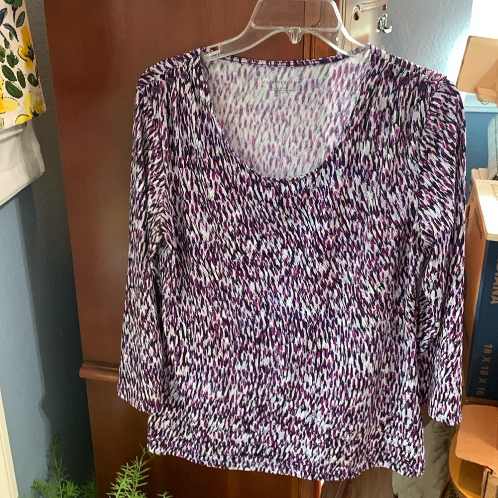 Purple, black , and grey top. Size M